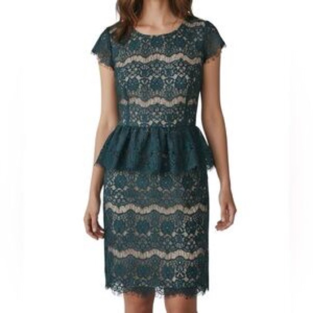 Anthropologie Elsa Green Lace Peplum Dress